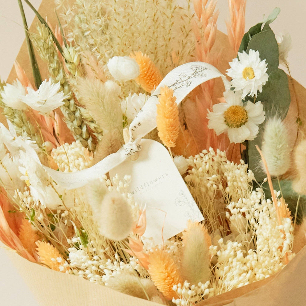 Fleurs séchées - Bouquet champêtre exclusif - Pêche - Best-seller mariage: Moyen