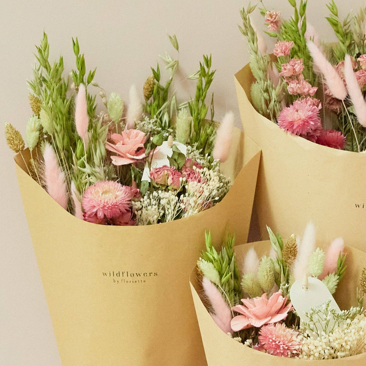 Fleurs séchées - Bouquet champêtre - Élégance rose: Moyen
