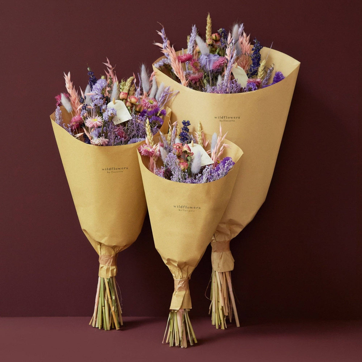 Fleurs séchées - Bouquet champêtre - Éclat violet: Moyen