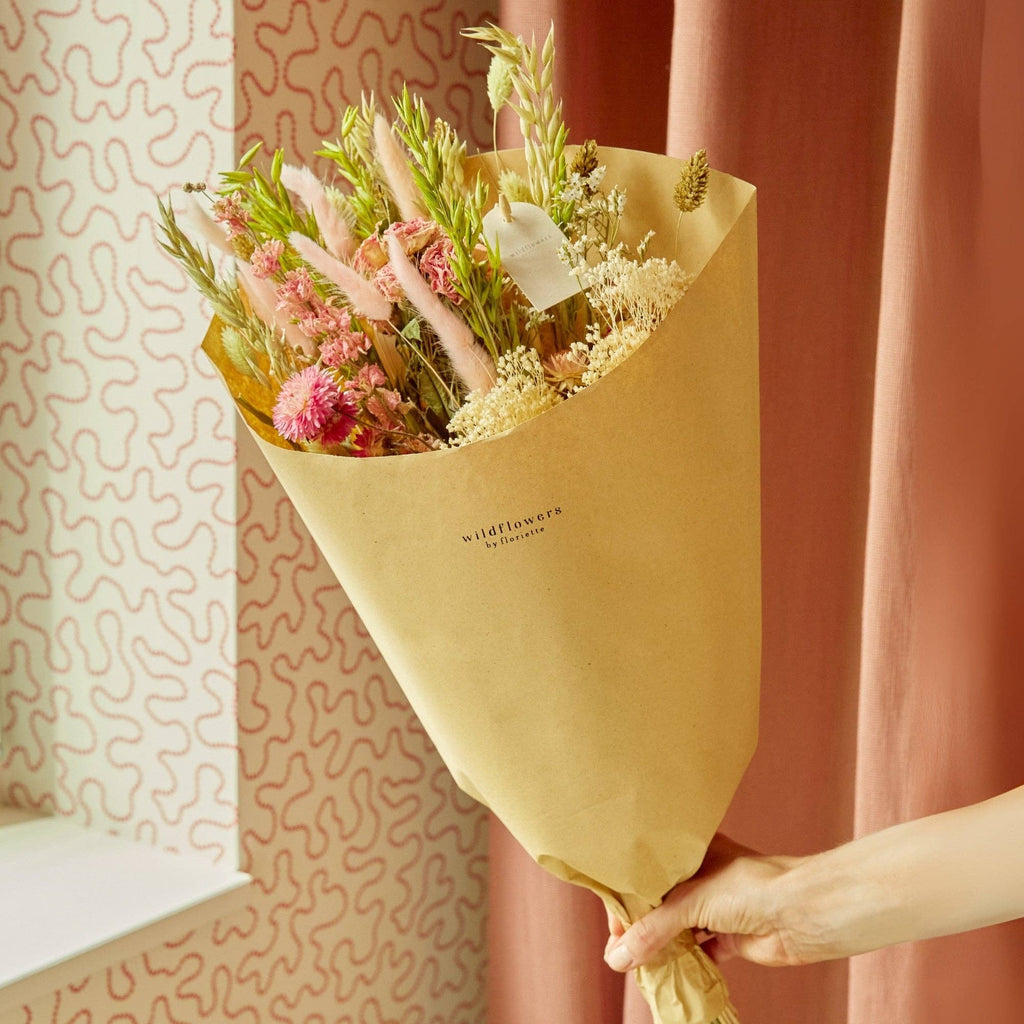 Fleurs séchées - Bouquet champêtre - Élégance rose: Moyen